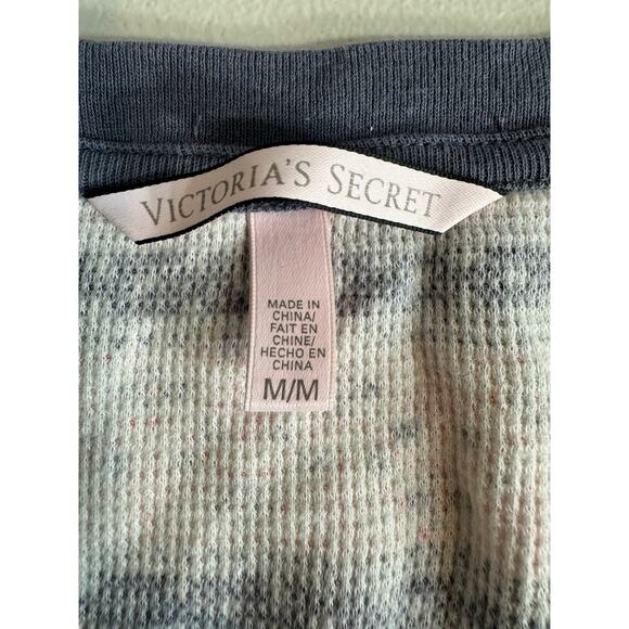 Victoria Secret sleep set pink & gray stripe long sleeve v neck loose comfy Sz M - Picture 6 of 11